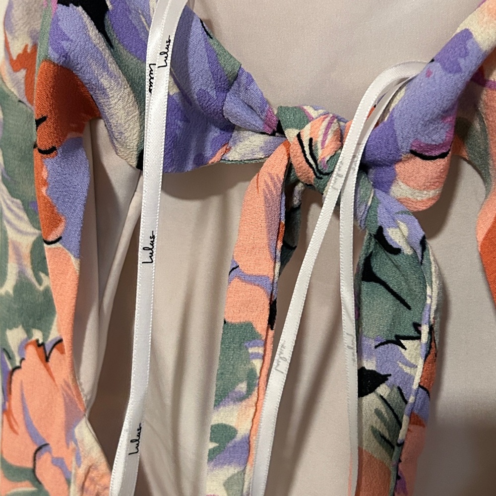 Lulu's Multi Floral Tie Back Midi Dress - Picture 11 of 12